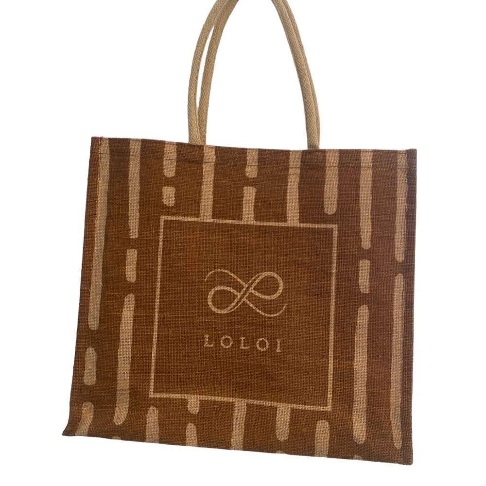 LOLOI Jute / Burlap Tan and Brown Tote